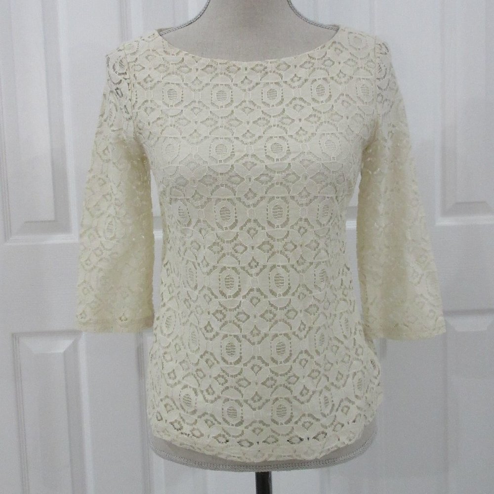 NWT Banana Republic Ivory Lined Lace Top Size 4